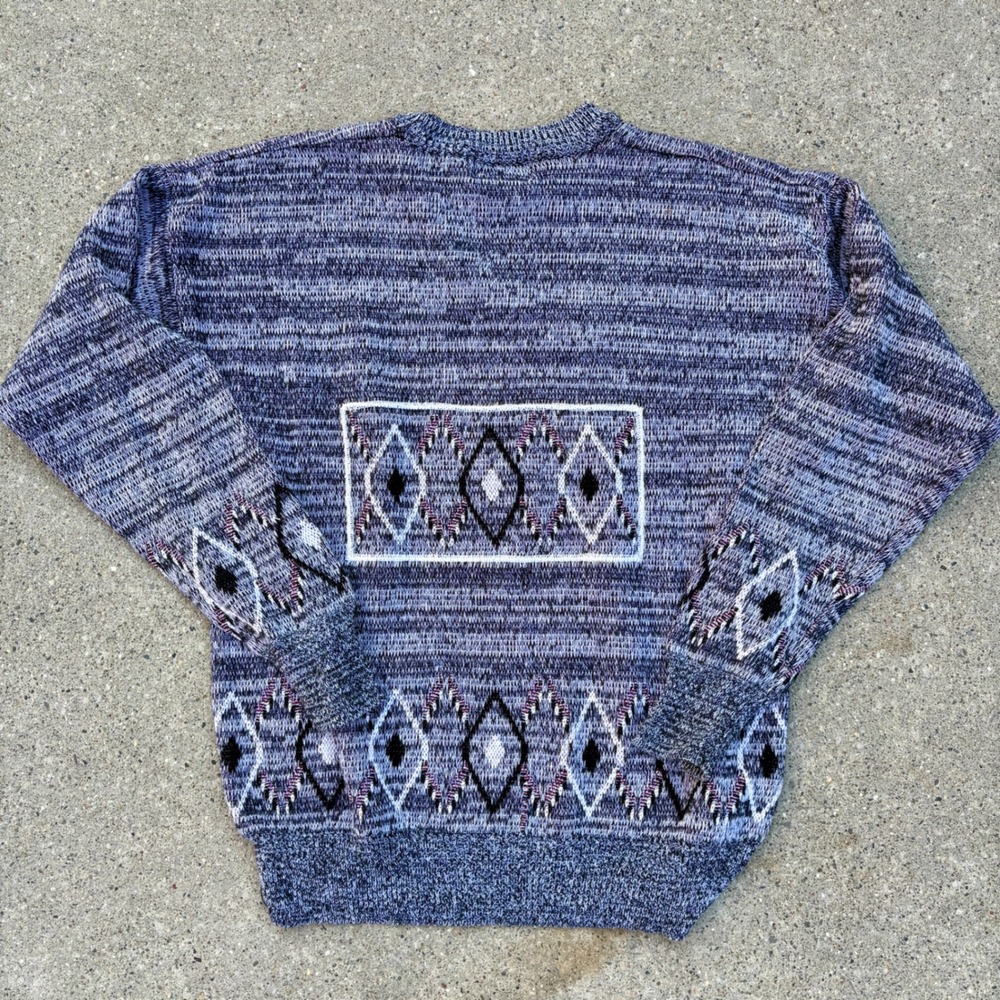Vintage L R II LeRoy Knit Sweater Mens Geometric Pattern Multicolor Medium - Picture 4 of 5